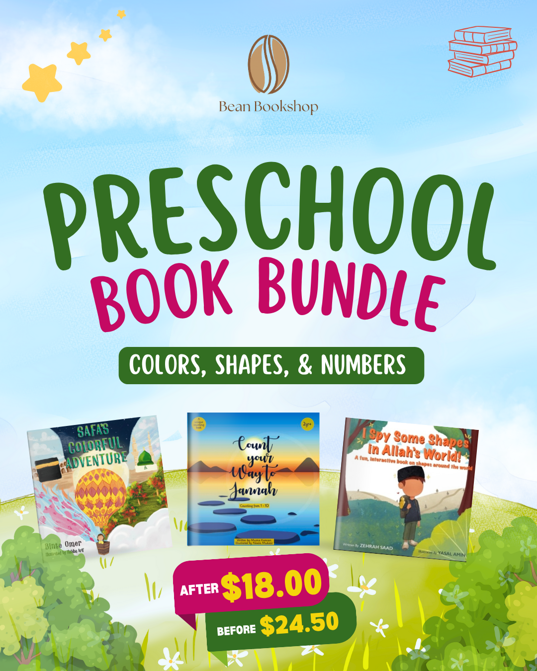 Preschool Books Bundle: Colors, Shapes, Numbers